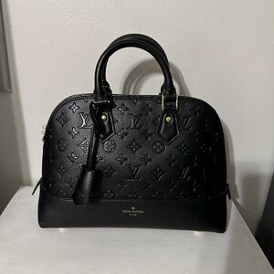 Designer LV Inspired Embossed Black Satchel